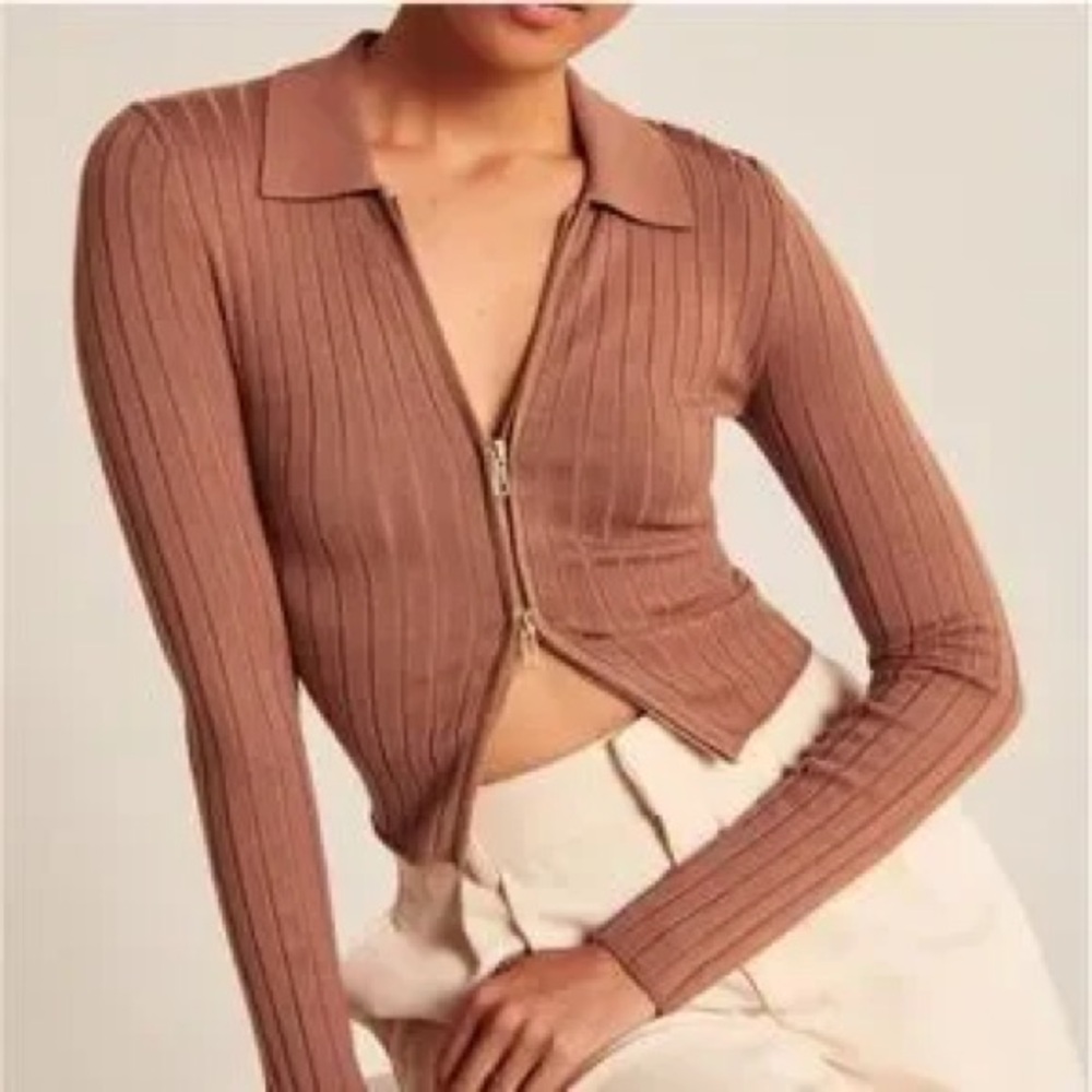 Abercrombie double zip knit top